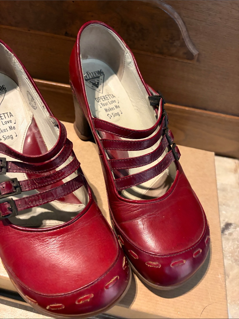 John Fluevog Red OPERETTAS: ILLEANA Mary Jane Heels